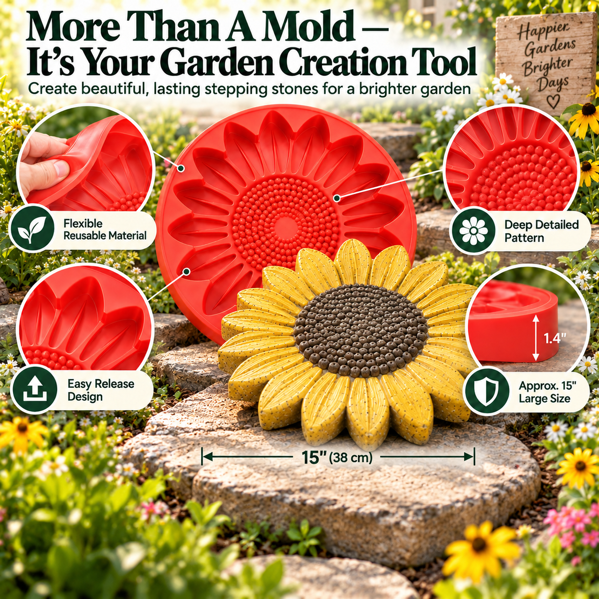 π» DIY Garden Stepping Stone Mold Create Beautiful Concrete Path Stones Easily