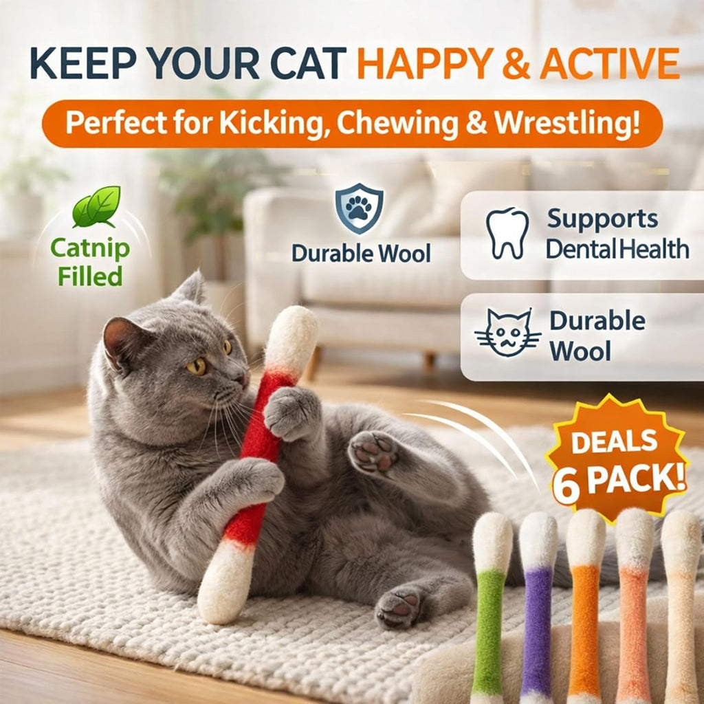 💥 Buy 1 Get 1 Free —❤️For happy, healthy, and active indoor cats🐱Swabs Large Size Cat Toys with Catnip