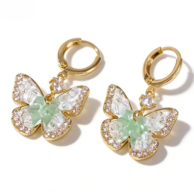 Crystal Butterfly Dangle Earrings
