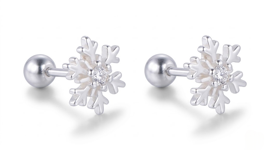 Snowflake Helix Stud Earring