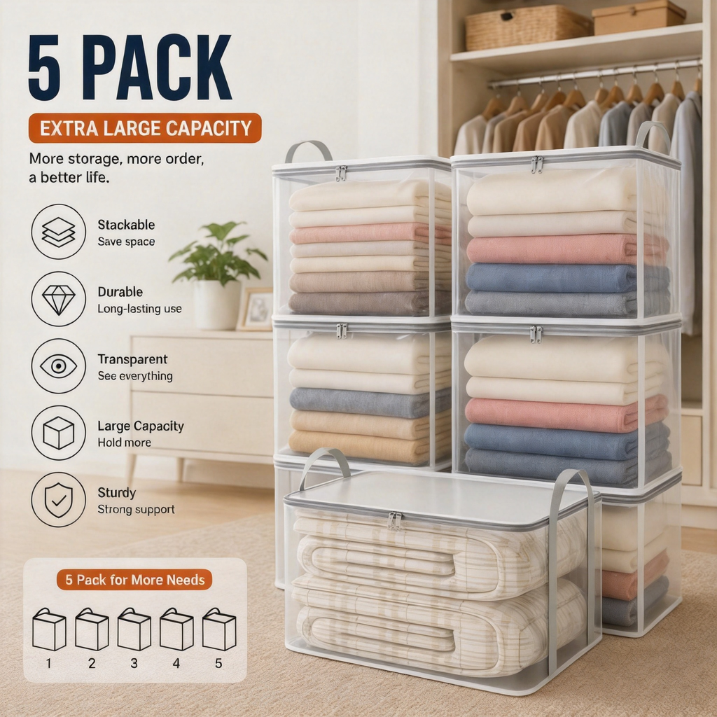 🔥 Limited-time offer – 49% OFF 📦 Large, extra-strong, transparent storage bag made of thick plastic for clothes, moving, and storage