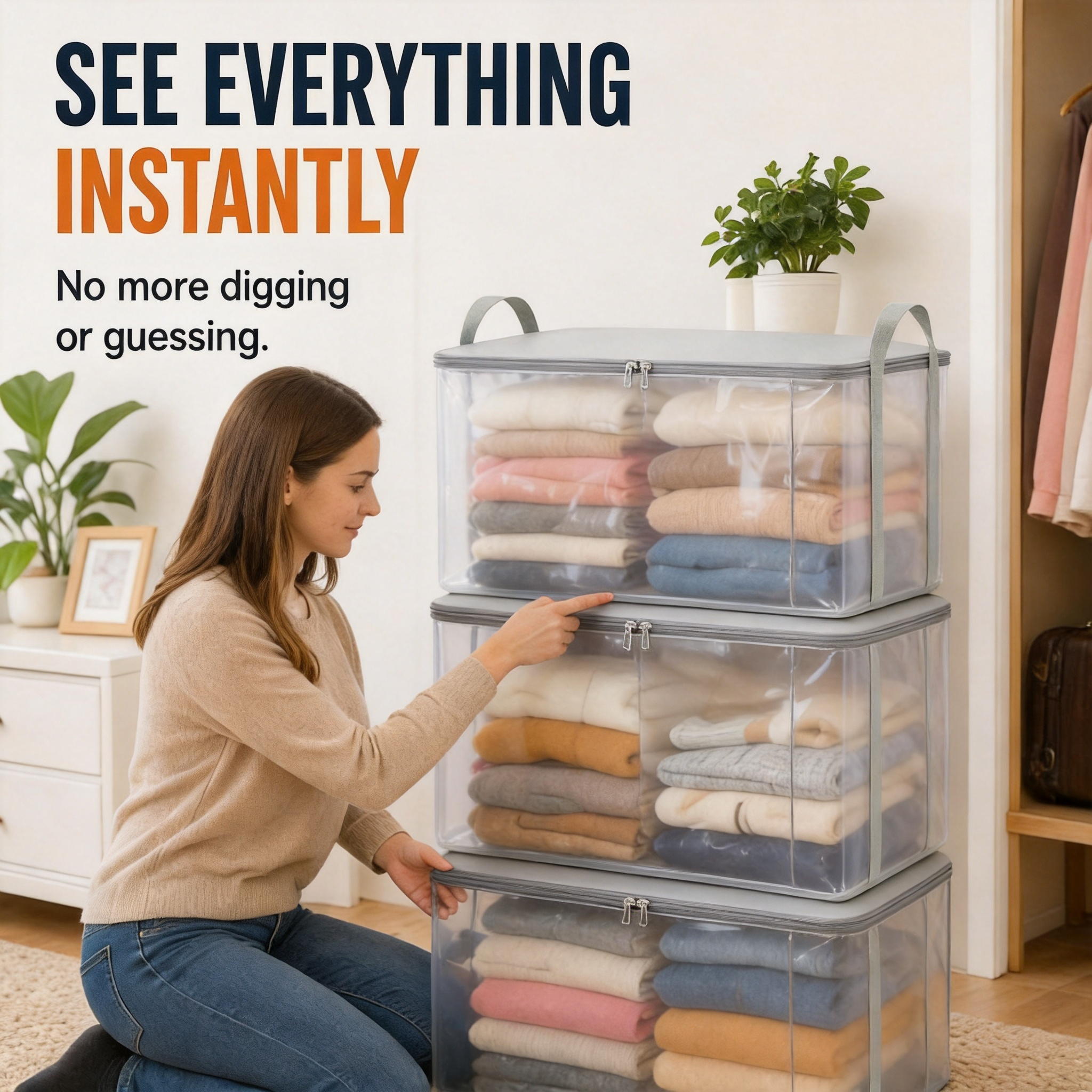 🔥 Limited-time offer – 49% OFF 📦 Large, extra-strong, transparent storage bag made of thick plastic for clothes, moving, and storage
