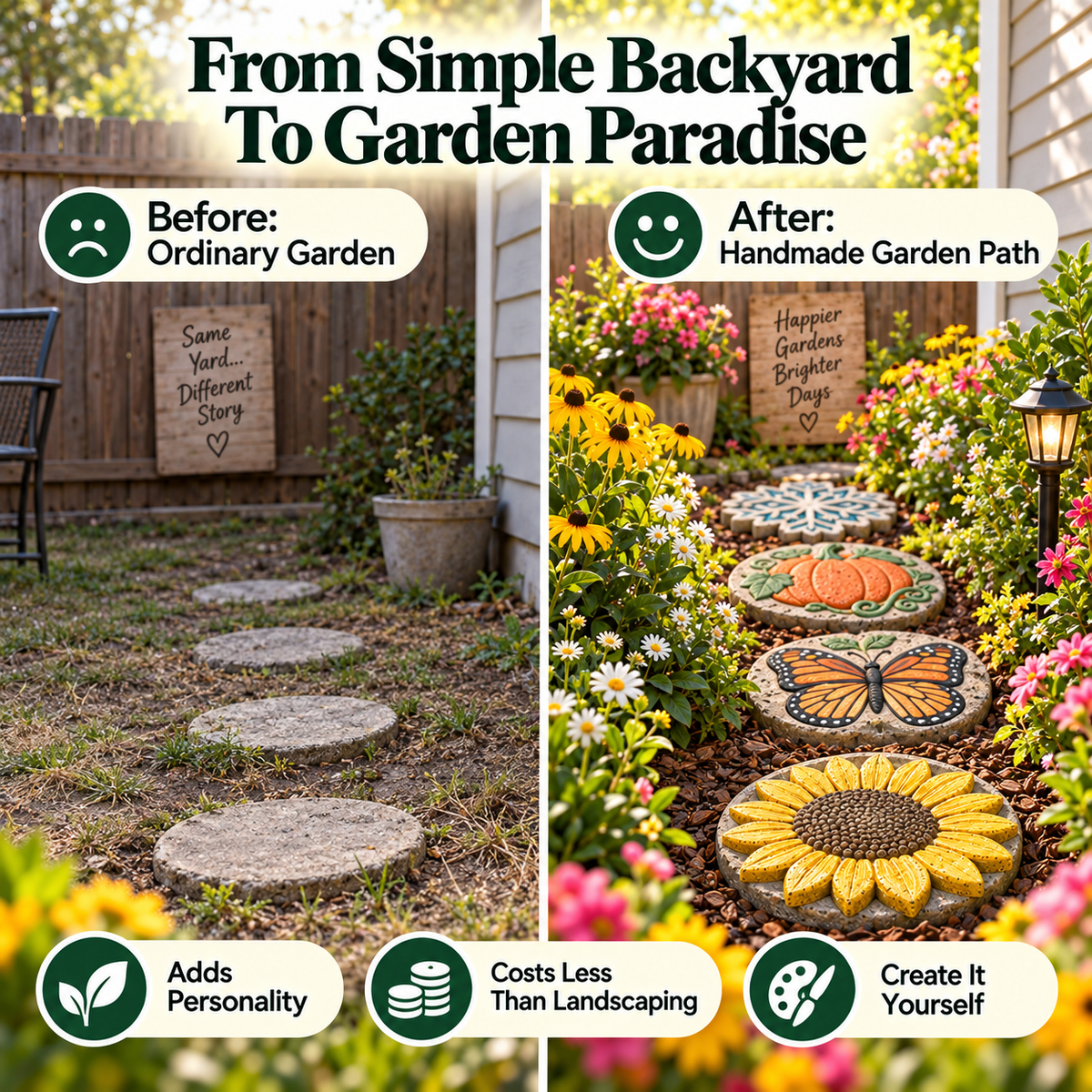 🌻 DIY Garden Stepping Stone Mold Create Beautiful Concrete Path Stones Easily