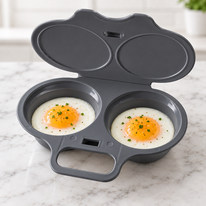 🍳 Microwave Egg Cooker for 2 Eggs | Dual Cavity Egg Poacher | Oil-Free Cooking
