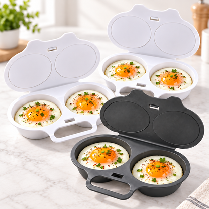 🍳 Microwave Egg Cooker for 2 Eggs | Dual Cavity Egg Poacher | Oil-Free Cooking