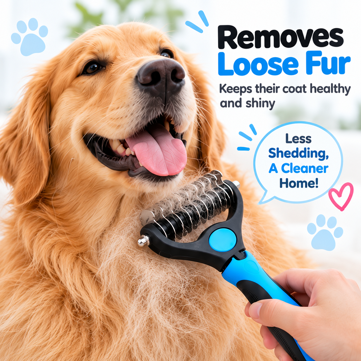 2-in-1 Double-Sided Large Dog & Cat Deshedding Brush – Dematting & Undercoat Rake