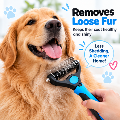 2-in-1 Double-Sided Large Dog & Cat Deshedding Brush – Dematting & Undercoat Rake