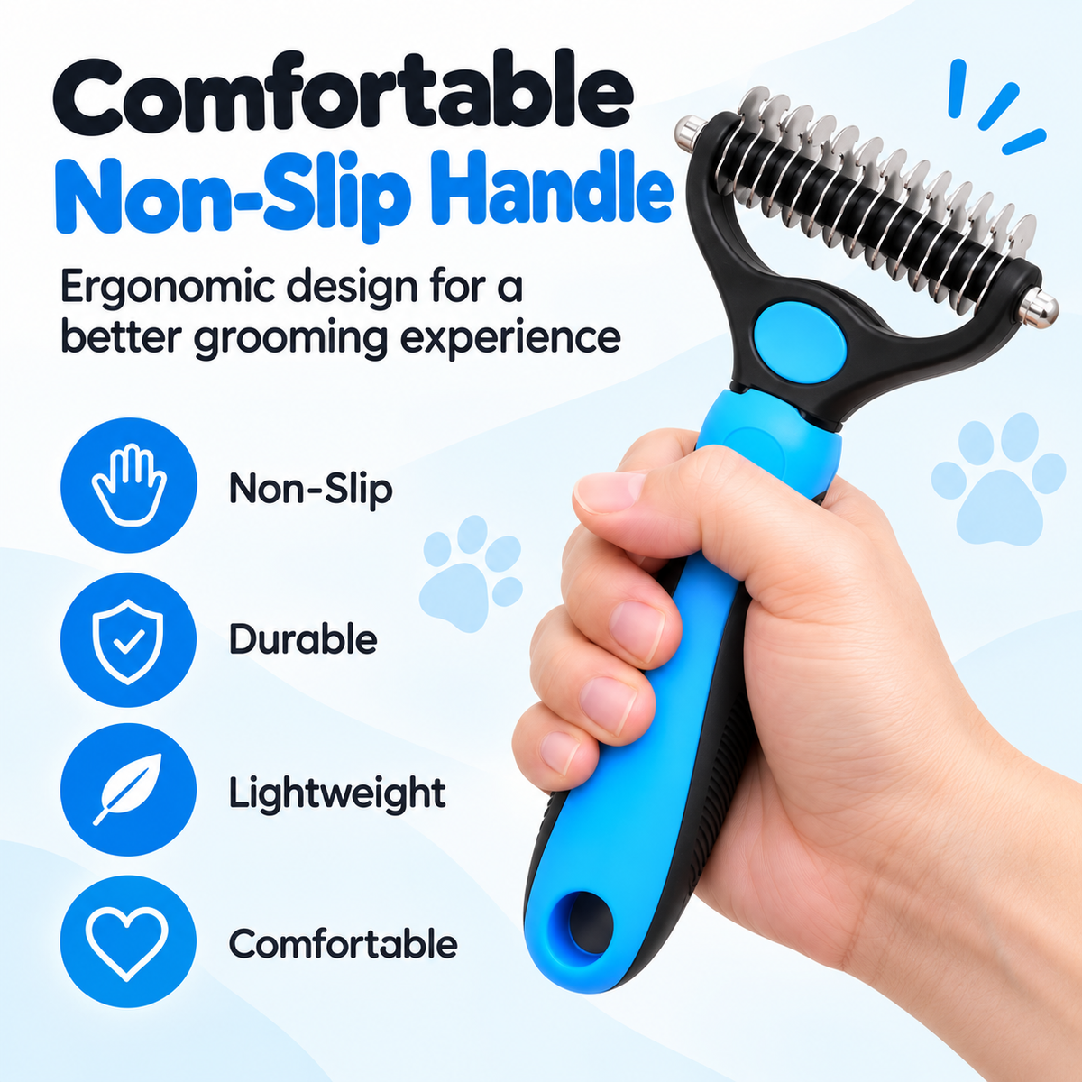 2-in-1 Double-Sided Large Dog & Cat Deshedding Brush – Dematting & Undercoat Rake