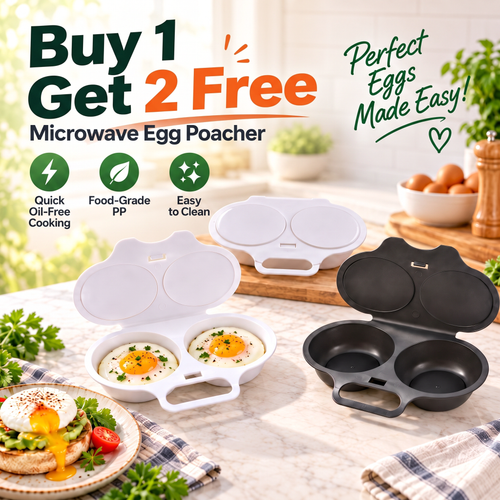 🍳 Microwave Egg Cooker for 2 Eggs | Dual Cavity Egg Poacher | Oil-Free Cooking