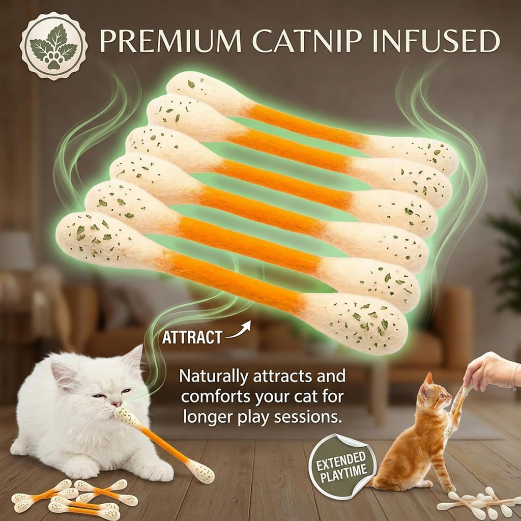 💥 Buy 1 Get 1 Free —❤️For happy, healthy, and active indoor cats🐱Swabs Large Size Cat Toys with Catnip