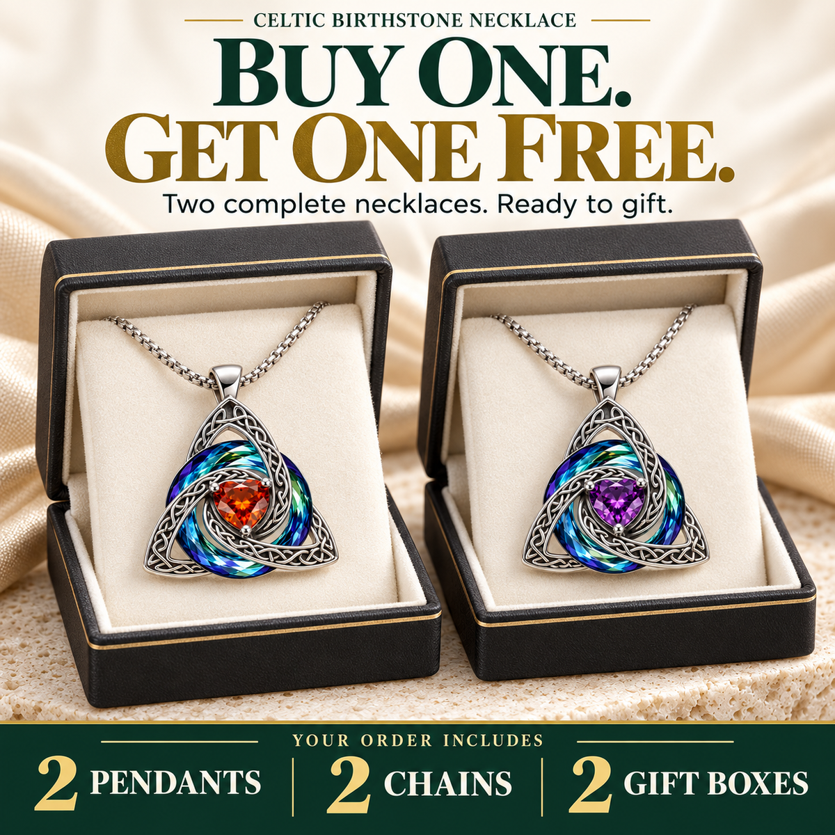 🛡️ Birthstone Shield Necklace — Buy One, Gift One, Share Your Story✨